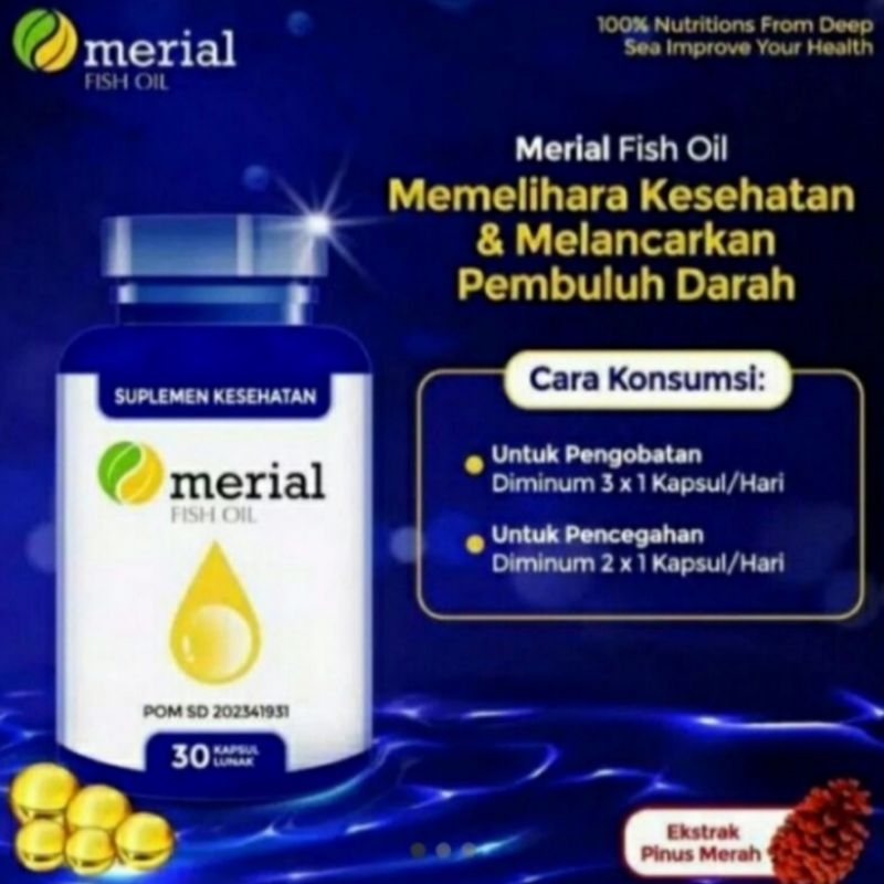 OBAT KOMPLIKASI MERIAL FISH OIL ORIGINAL KOLESTEROL HIPERTENSI ASAM URAT JANTUNG STROKE GULA DARAH