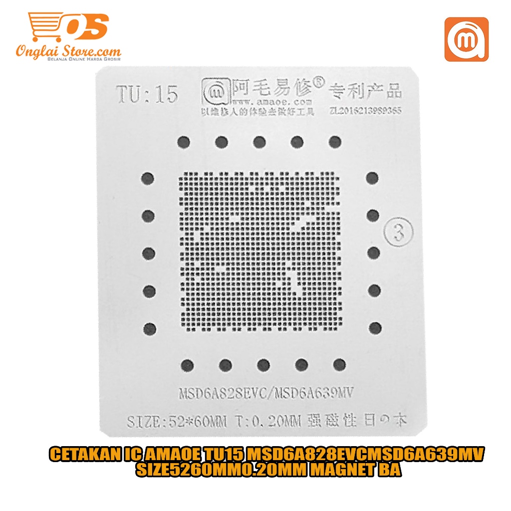CETAKAN IC AMAOE TU:15 MSD6A828EVC/MSD6A639MV SIZE:52*60MM-0.20MM MAGNET BAHAN JEPANG ORIGINAL
