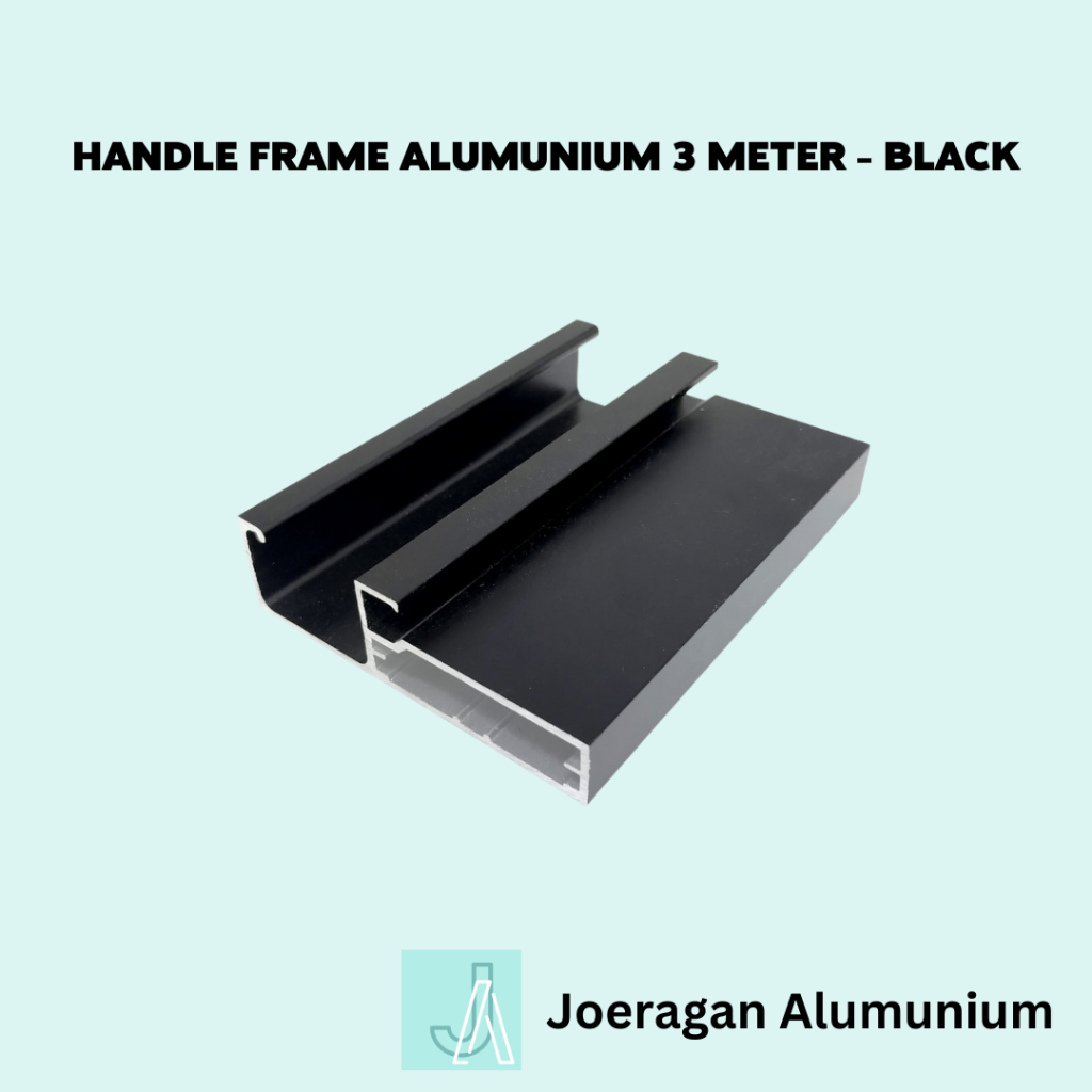 FRAME Aluminium HITAM Handle Kaca Pintu Lemari Kitchen Profil 3 meter