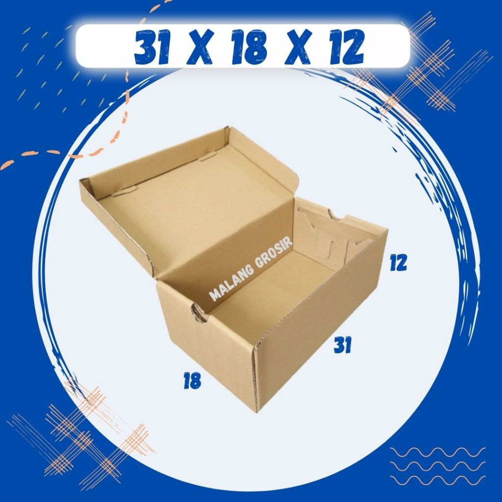 

Kardus Sepatu 31x18x12 Box Sandal Dus Packing Olshop Kotak Kemasan Karton