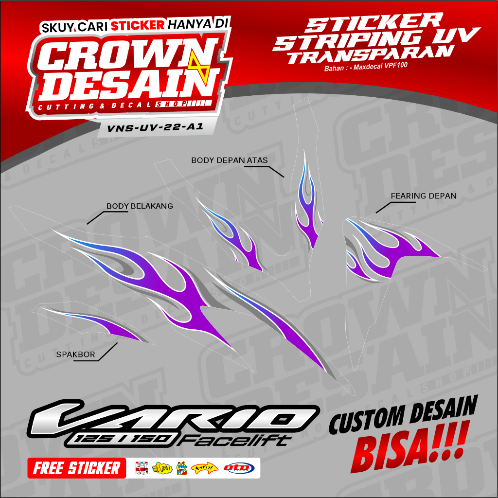 Striping Api Vario New 125-150 Facelift Stiker Striping Vario Led New Variasi Api Racing - VNS-UV
