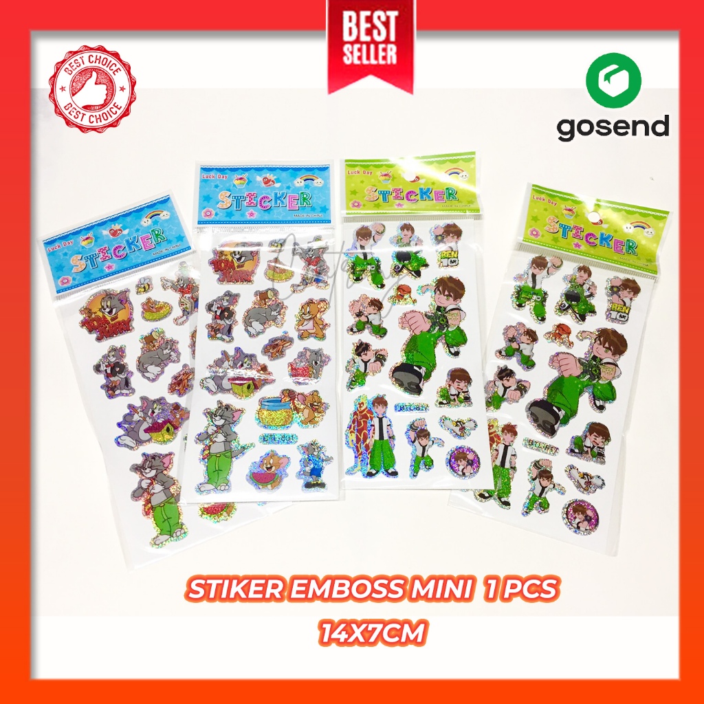 

Stiker Emboss MINI 1 Lembar Stiker Ben10 Tom & jerry Stiker 1 lembar