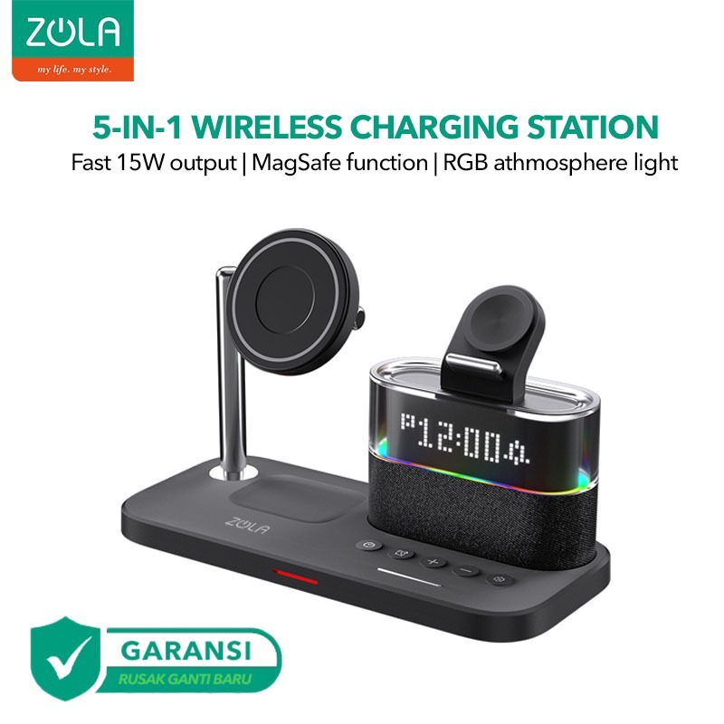 Zola 5 IN 1 Wireless Fast Charger 15W Dock Station For Airpods&amp;Iwatch