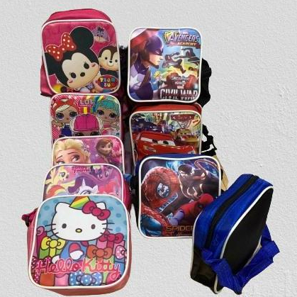 Tas slempang kotak kecil motif kartun cewek & cowok / Tas slempang model tahu terbaru 2024