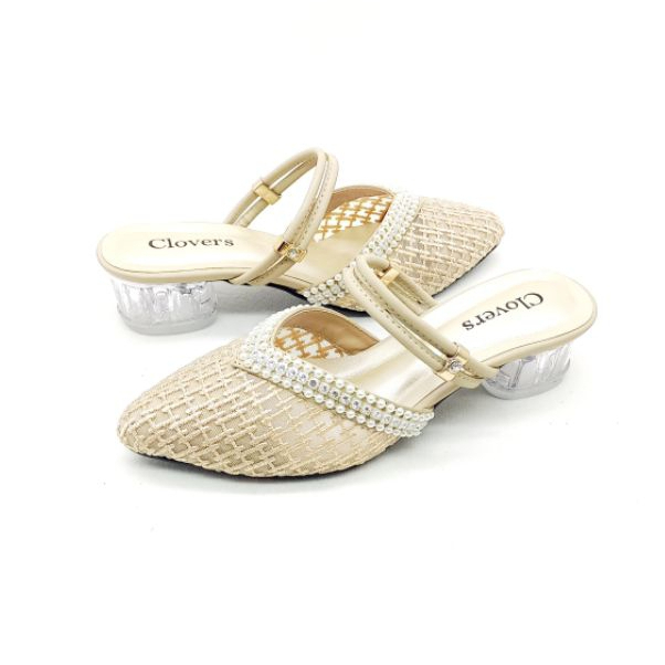 Clovers Kids Dinda Sandal Pesta Brukat Tali High Heels Anak Perempuan  Hak Kaca 3 cm