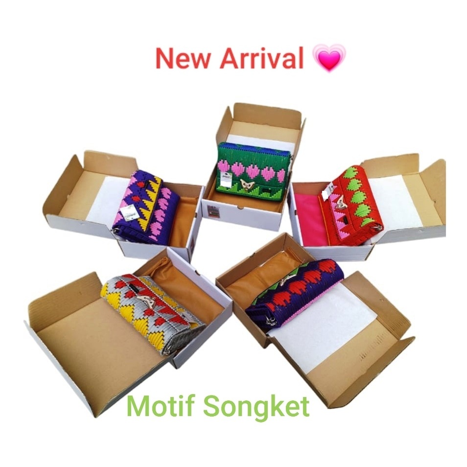 [GoMeST] Tas Rajut Handmade Wanita : Tas Pesta Motif Songket Ukuran Sedang