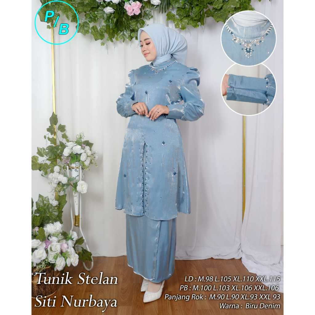 Setelan Kebaya Tunik Siti Nurbaya Kebaya Tunik Modern Siti Nurbaya Cantik Mewah Elegan Wisuda Payet