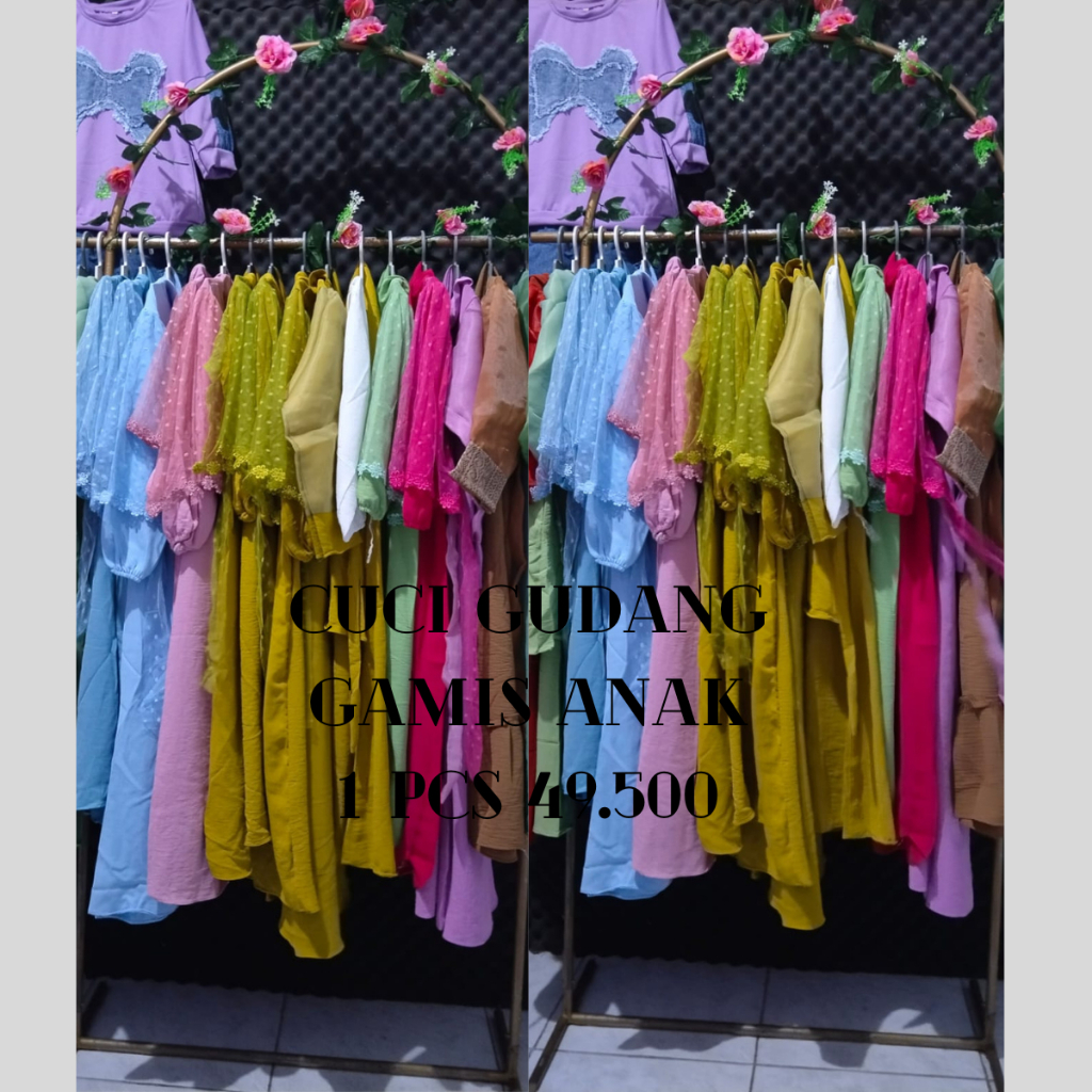 CUCI GUDANG GAMIS  TILEDOT ANAK PEREMPUAN 1 PCS RP.48.500 KEKINIAN SIZE 3TH - 12TH /SET GAMIS CRINKL