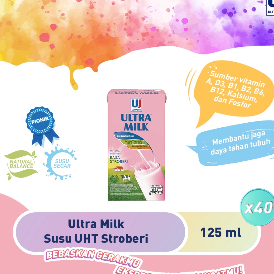 

TERBARU Ultra Milk Susu UHT Stroberi 125ml 1 Dus isi 4pcs