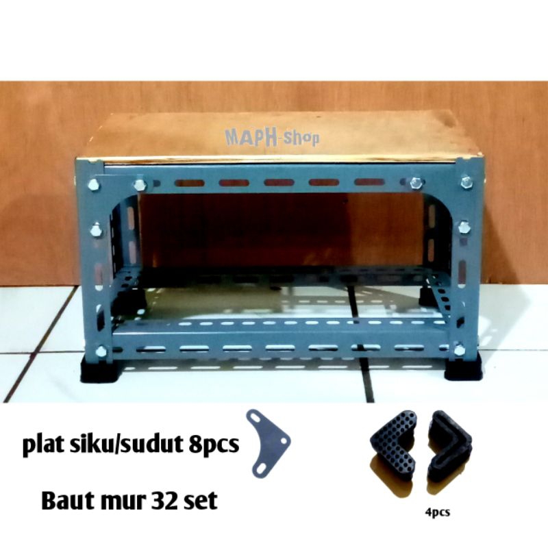 Meja 2susun 60x30 besi siku lubang