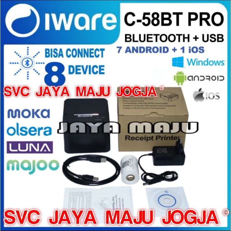 IWARE C58 BT PRO - BLUETOOTH 5.1  USB - SPEED  90 MM/S  ||  MINI PRINTER KASIR THERMAL - LINE PRINTI