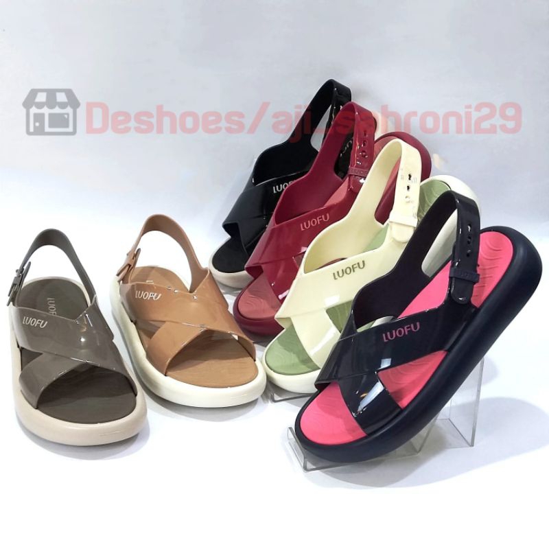 LUOFU E 7212 - SKTL6W SIZE 36-40 | Sandal Selop Tali Silang Jelly Wanita | Sendal Gunung Cewek Ringa