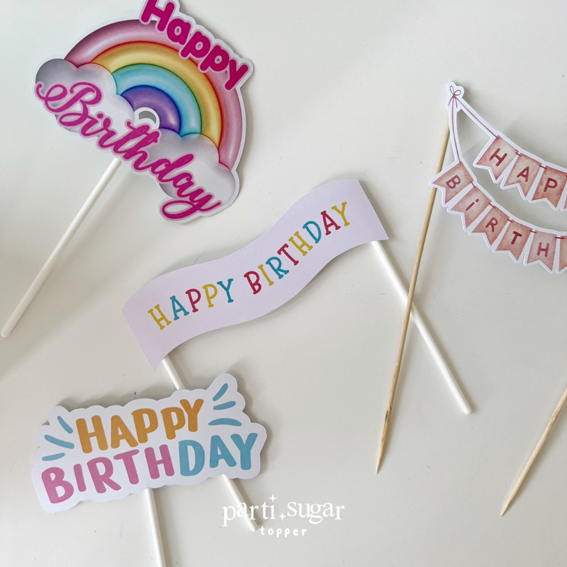 

Cake Topper Happy Birthday - Hiasan Kue - Dekorasi Ulang Tahun