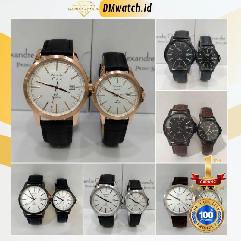 Jam Couple Alexandre Christie AC1008 AC 1008 Leather Strap Original Garansi Resmi Alexander Christie