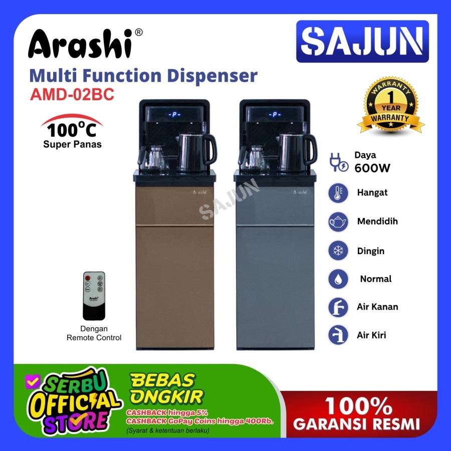 Arashi Water Dispenser Multi Fungsi AMD02BC Dispenser Air Galon Bawah - Hitam