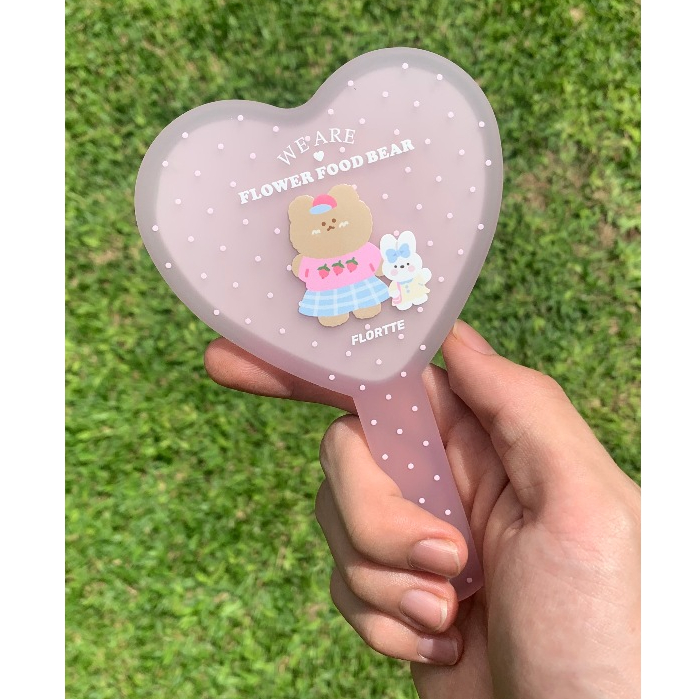 FLORTTE Flower Food Bear Hand Mirror | Kaca Cermin Rias