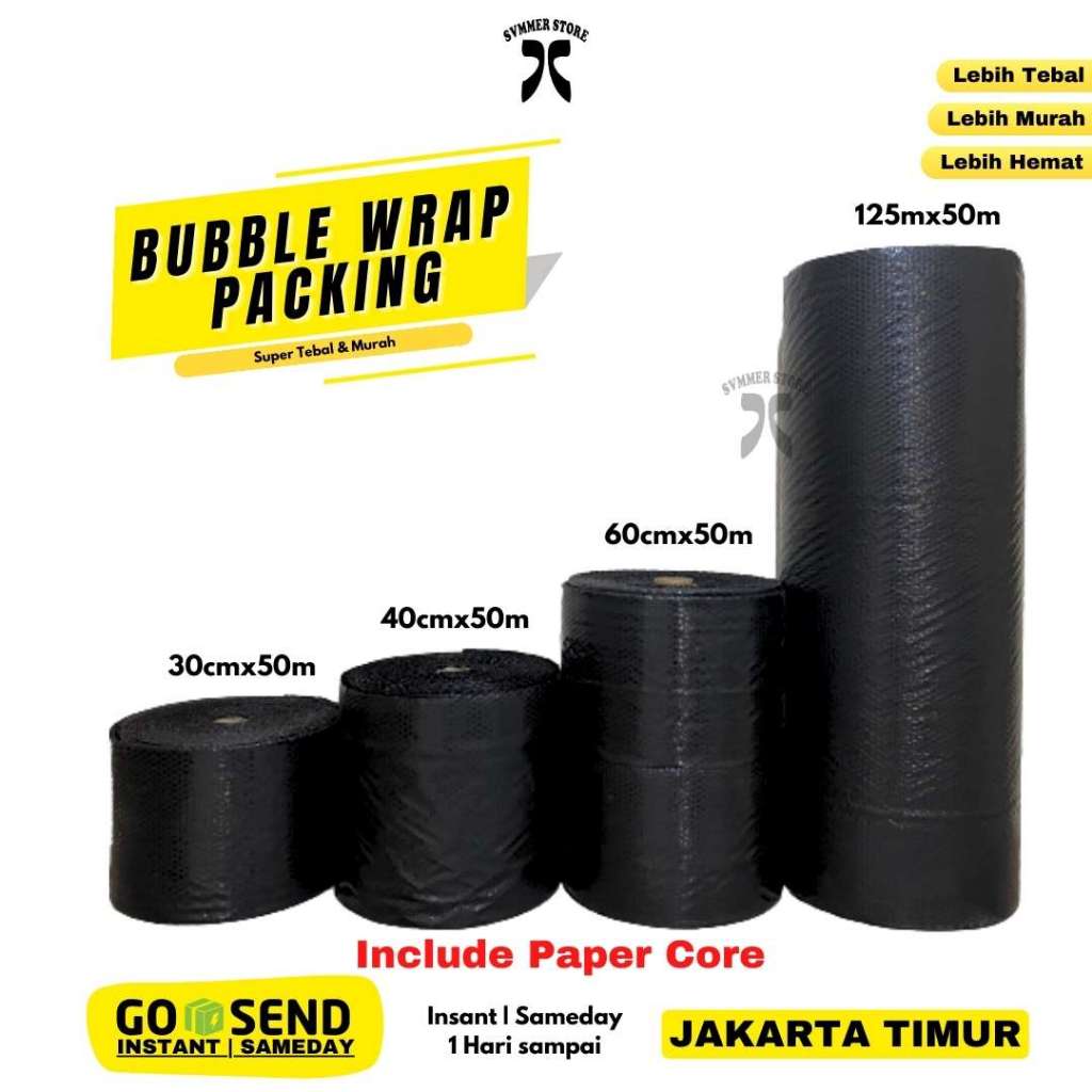 

HJK Bubble Wrap Packing 40x50m Hitam Bening 40cm x 50m Tebal 40 x 50 meter Murah