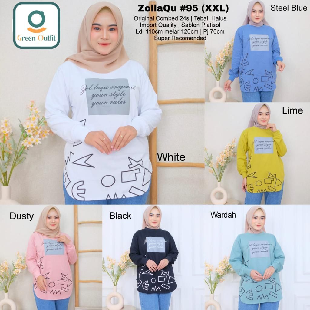 zolaqu#95 kaos jumbo ld 110 blouse bluss blus bluse baju atasan katun wanita perempuan cewek remaja 