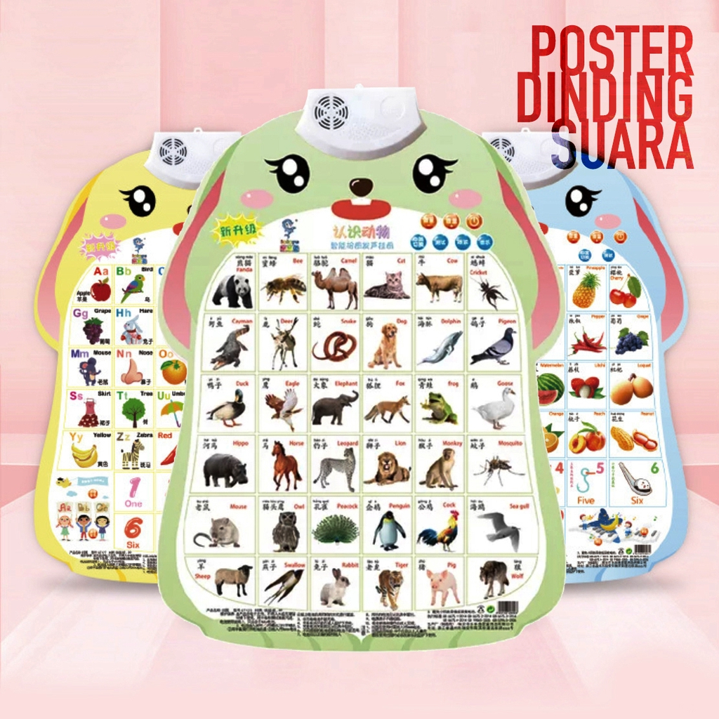 Poster Suara Bahasa Inggris Mandarin Edukasi Anak