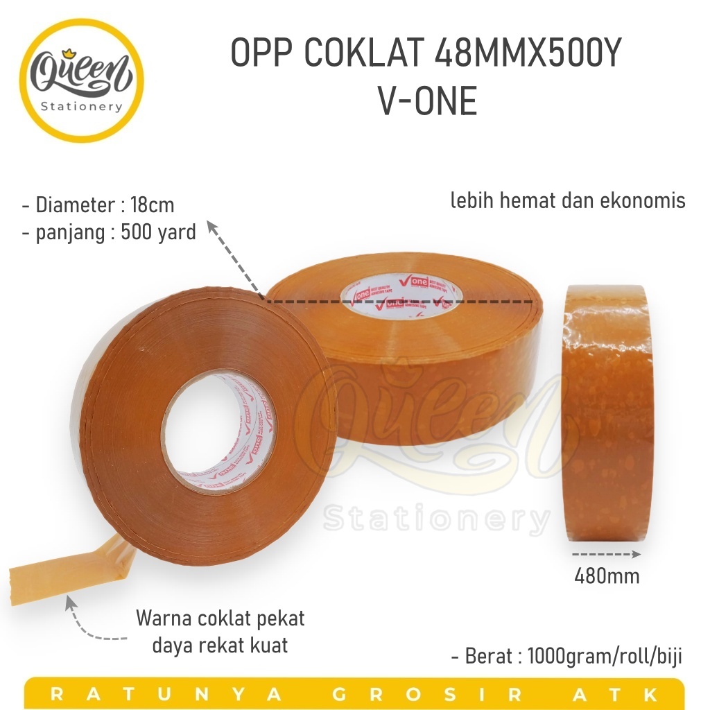 

1 ROLL OPP COKLAT 48MMX500Y V-ONE - ISOLASI LAKBAN BESAR 500 YARD