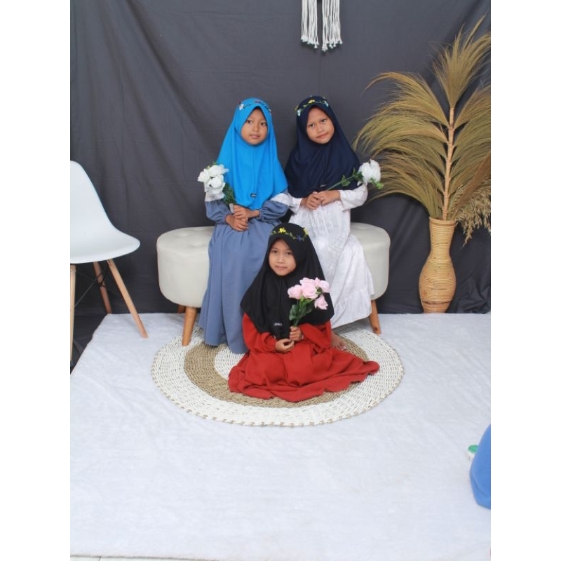 jilbab anak // hijab anak // flower crown // mahkota bunga // bando bunga melingkat // bonus nama