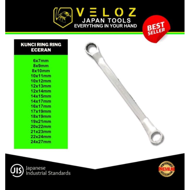 VELOZ ECERAN kunci ring 19x21 20x22 21x23 22x24 24x27 box end wrench