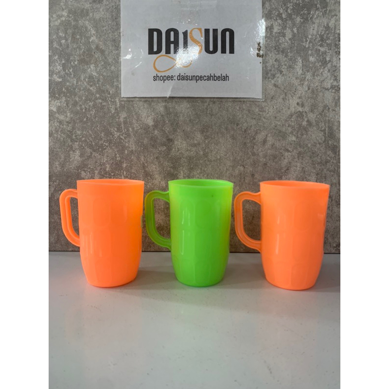 BUNDLING 1 LUSIN GELAS PLASTIK GELAS PLASTIK GAGANG MURAH DX DS1050 (12PCS)