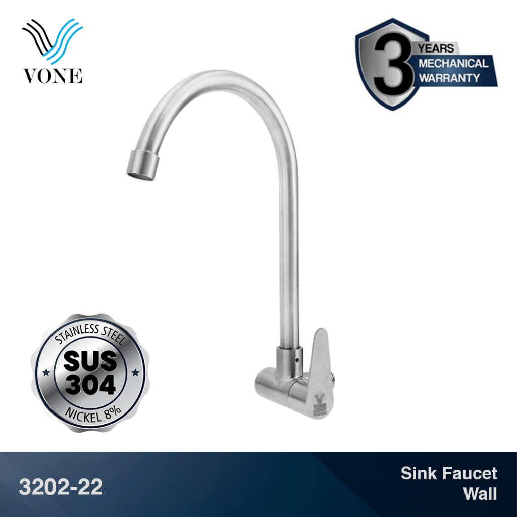 VONE 3202-22 Keran Kran Air Angsa Sink Cuci Piring Dapur Stainless