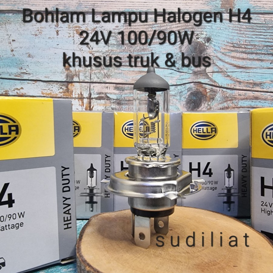BOHLAM LAMPU HALOGEN HELLA H4 24V 100/90W UNTUK TRUK & BUS - ORIGINAL