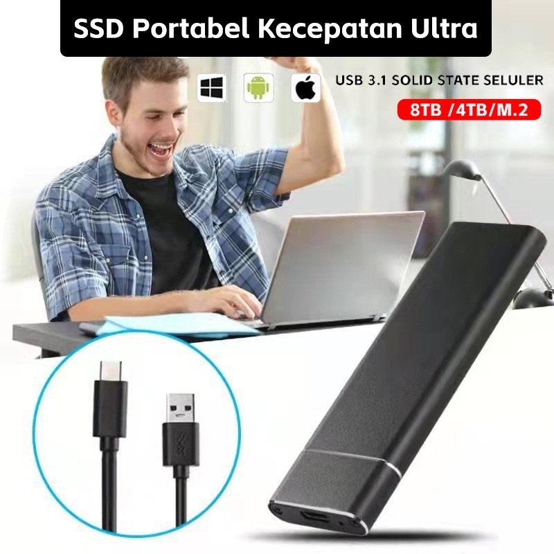 4TB SSD Eksternal Sho M.2 untuk Penyimpanan Perangkat Keras Komputer / Hardisk Selular
