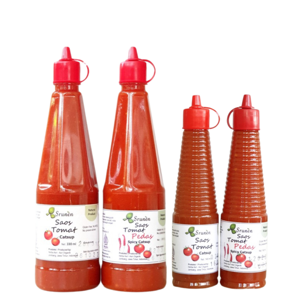 

Srunen - Saus Tomat dan Saus Tomat Pedas 140ml Tanpa Pengawet Gluten Free Non Msg - Saus Tomat Organik Balikpapan