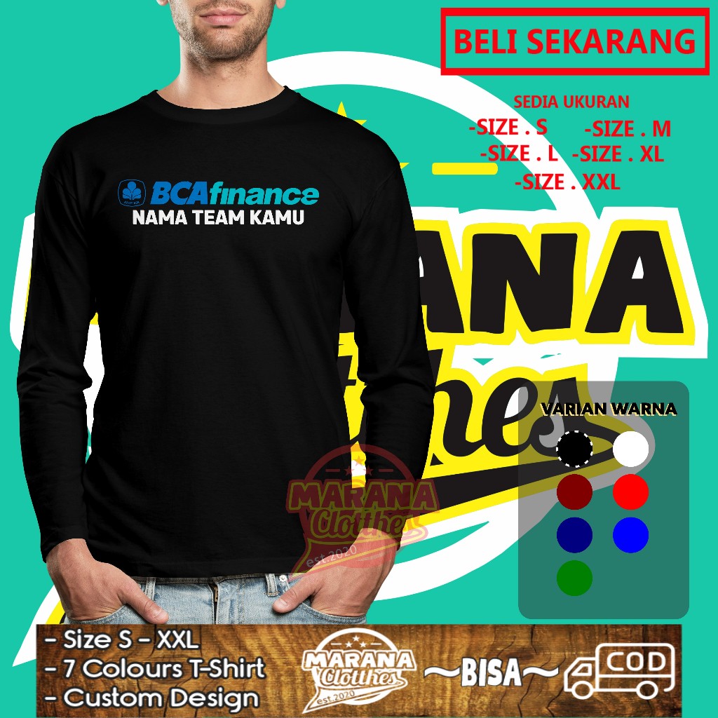 Kaos BCA Finance Logo Gratis Nama Team Kamu Lengan Panjang Baju Perusahaan