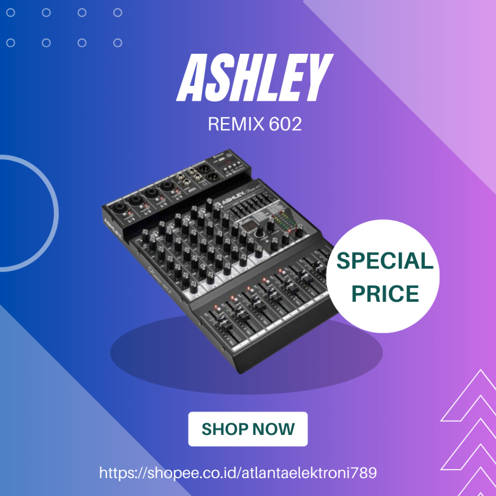 MIXER AUDIO ASHLEY REMIX 602 / REMIX602 / REMIX-602 6 CHANNEL BLUETOOTH USB SOUNDCARD RESMI ASHLEY