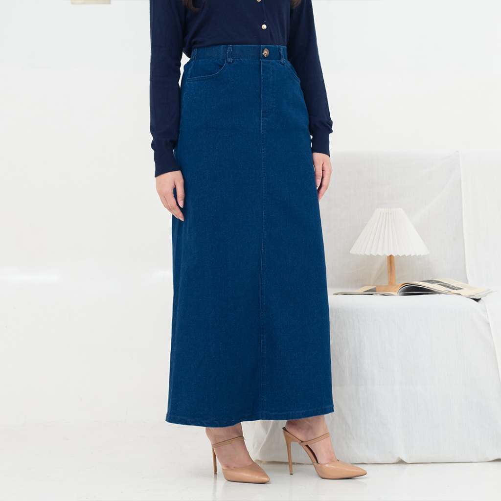 Yoon  Denim Skirt SONIA RF18155 | ROK JEANS SPAN PREMIUM | ROK PANJANG JEANS SPAN POLOS