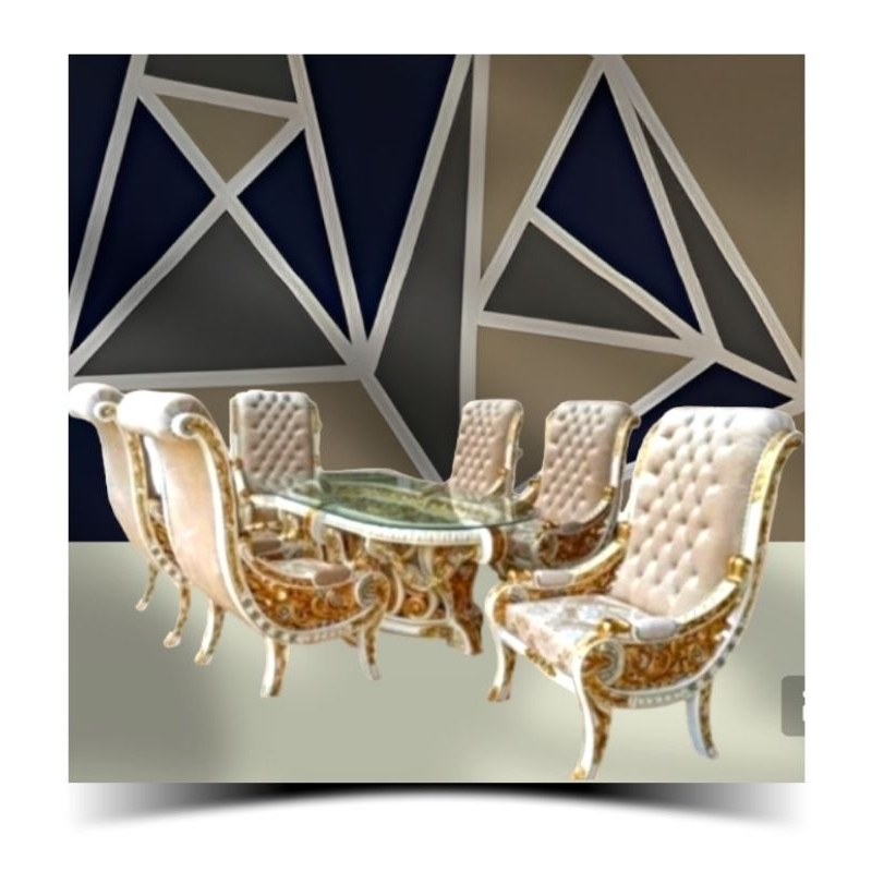 MEWAH KURSI MAKAN MEWAH MEJA MAKAN KERANG KURSI MAKAN KAYU JATI UKIRAN JEPARA