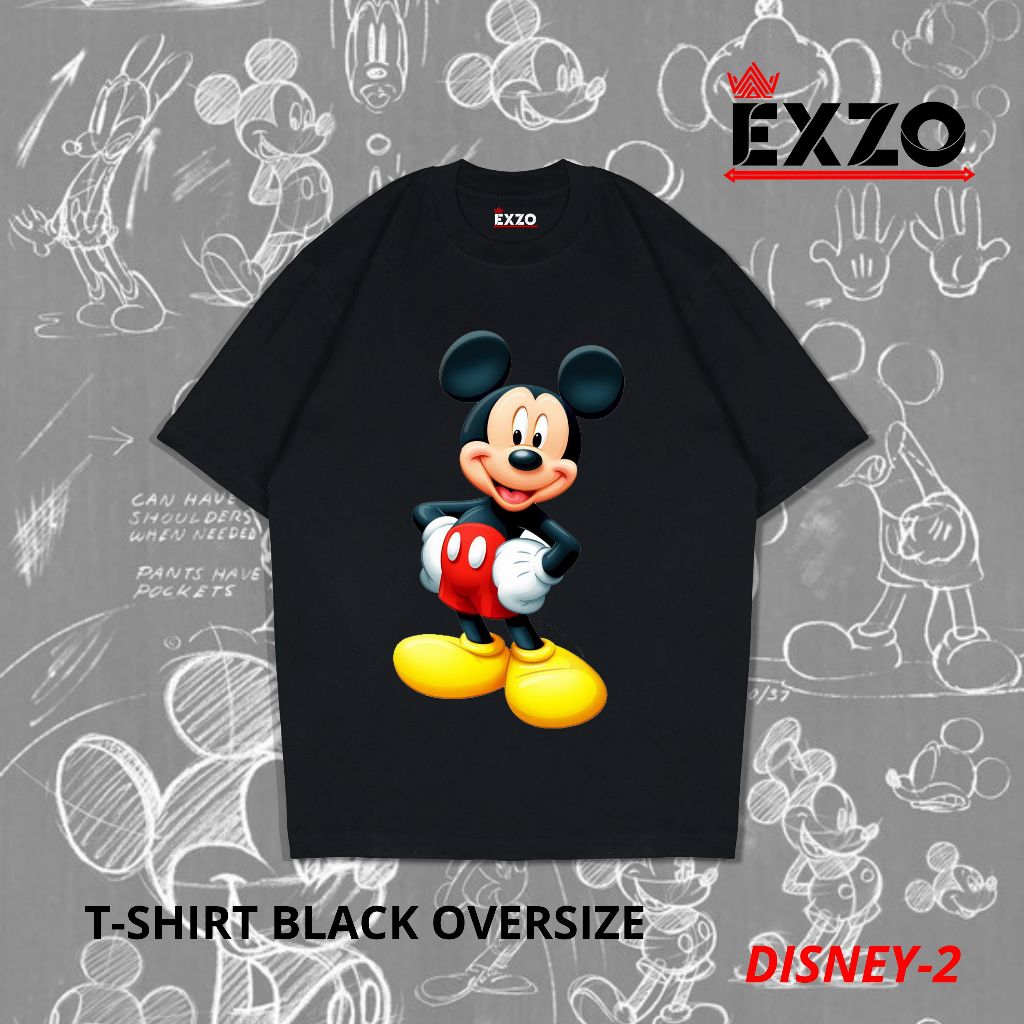 EXZO kaos MICKY MOUSE DISNEY BLACK OVERSIZE/SLIMFIT kaos MICKY MOUSE DISNEY streetwear skena unisex