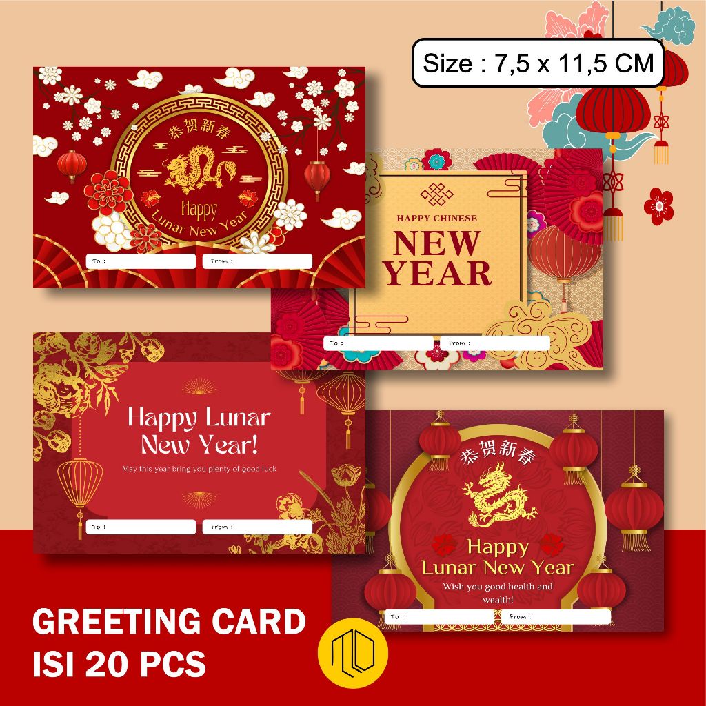 [20pcs] Greeting Card Imlek CNY Kartu Ucapan Chinese New Year Gift Card Ver 3 / kartu ucapan imlek s