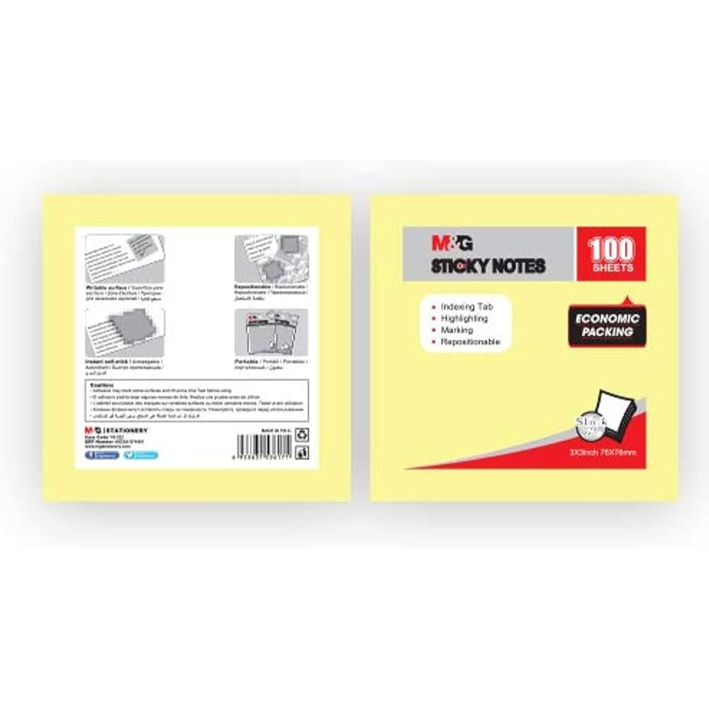 

Sticky Notes Memo Tempel Kuning Yellow M&G Economic isi 100's 76x76 mm