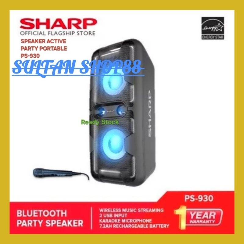 SHARP SPEAKER AKTIF PORTABLE PARTY PS-930 Wireless Bluetooth l SPEAKER AKTIF SHARP PS930