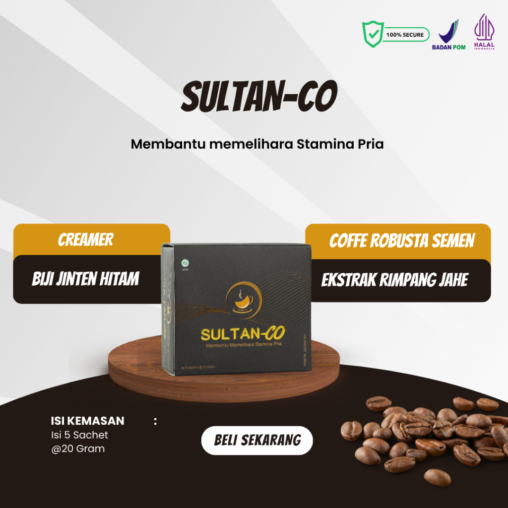 

1 Boks Isi 5 Sachet Sultan-CO Coffee | Kopi Stamina Pria Kuat Tahan Lama 100% Original