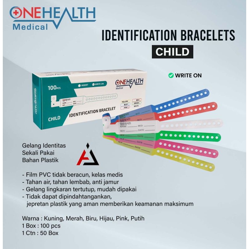 ID band Gelang Indentitas Pasien Onehealth Box isi 100 Pcs