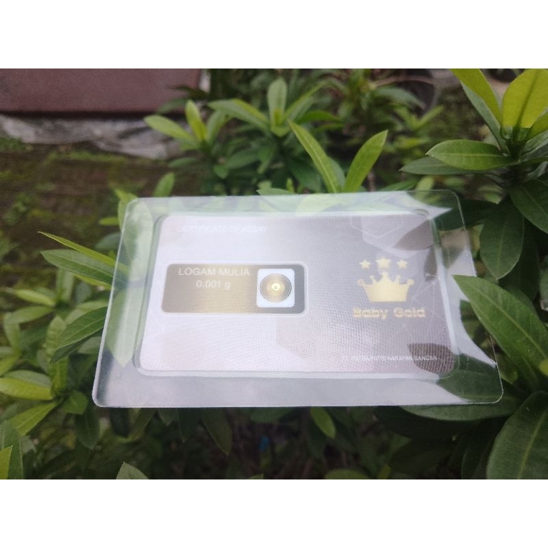 Emas murni logam mulia Baby Gold 0,001 gram certificate of assay Original