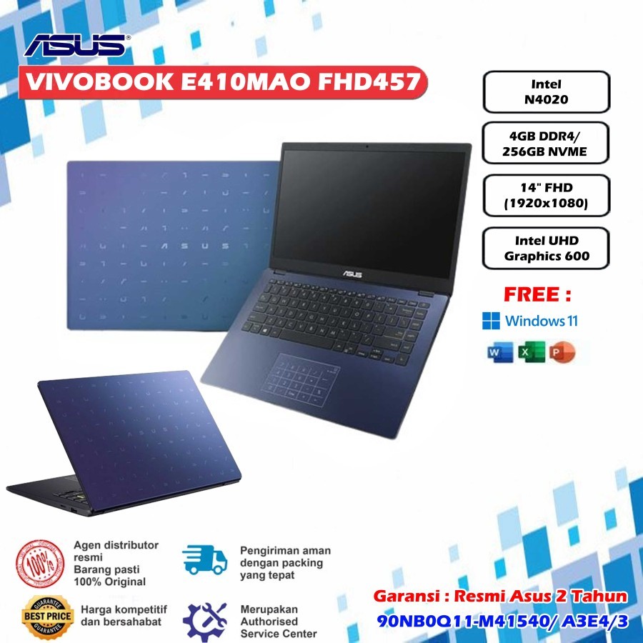 LAPTOP ASUS E410MAO FHD457 N4020 4GB 512SSD W11+OHS 14.0FHD BLUE