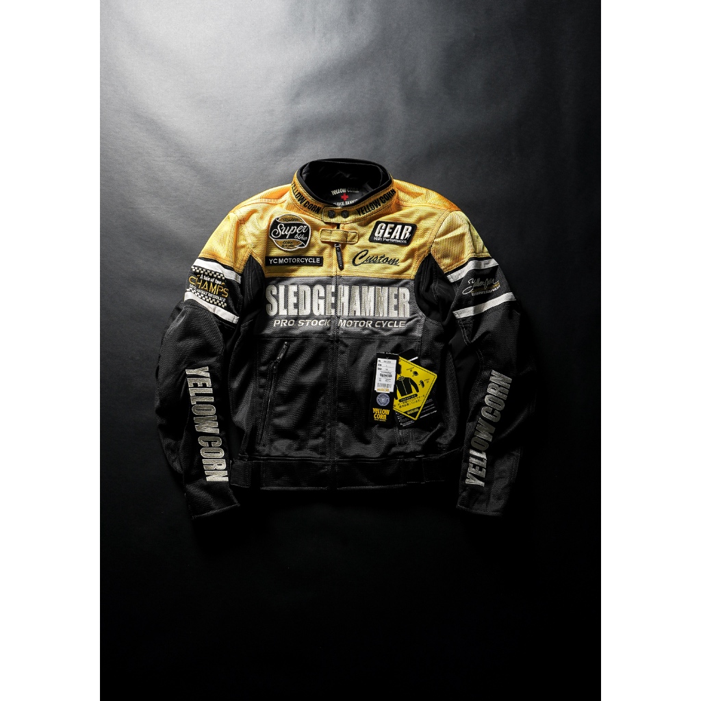 YELLOW CORN YELLOWCORN JACKET JAKET MOTOR RACING BALAP TOURING RIDING RIDE BORDIR MOTORCYCLE HITAM K