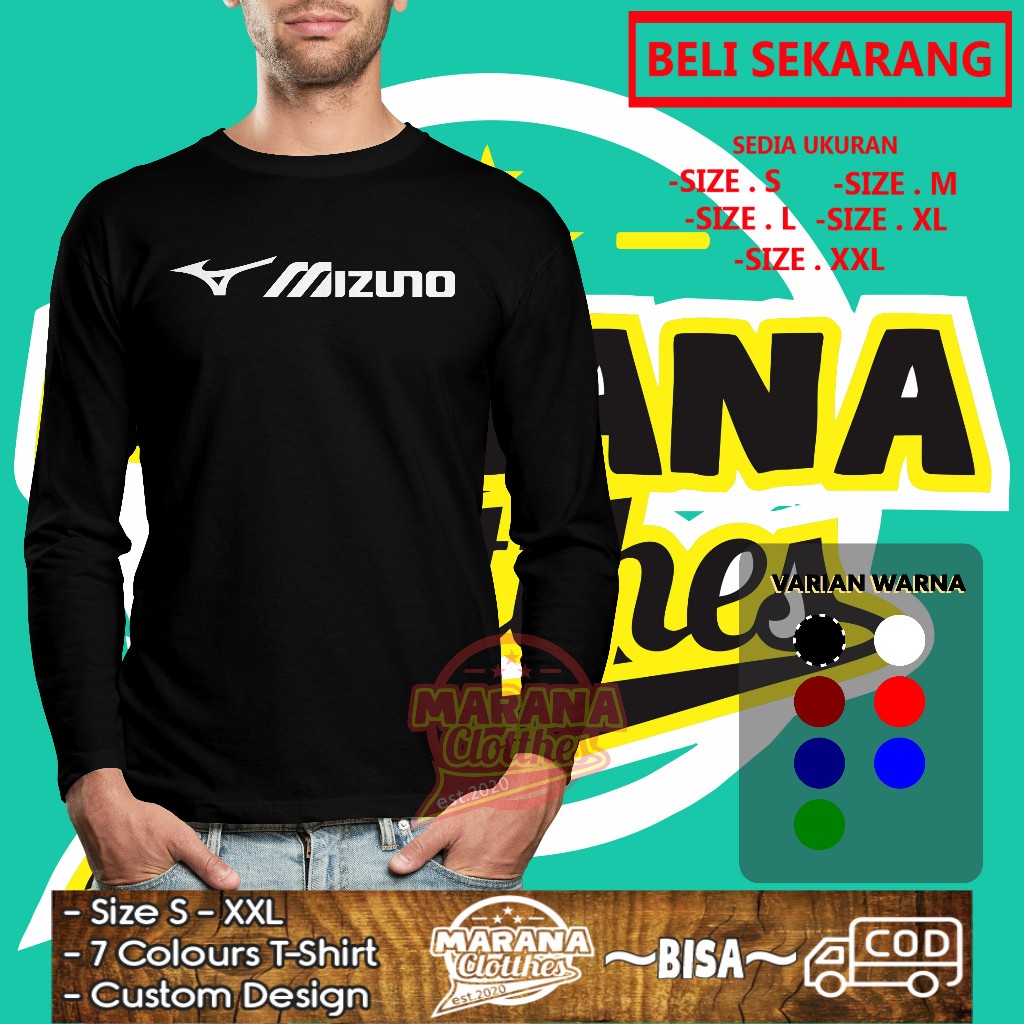 Kaos Mizuno Logo v2 Lengan panjang Baju Sport