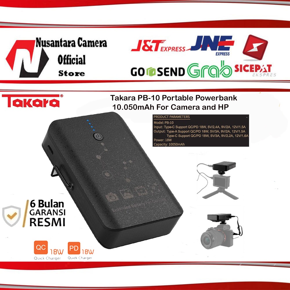 Takara PB-10 Portable Powerbank 10.050mAh for Camera Smartphone HP