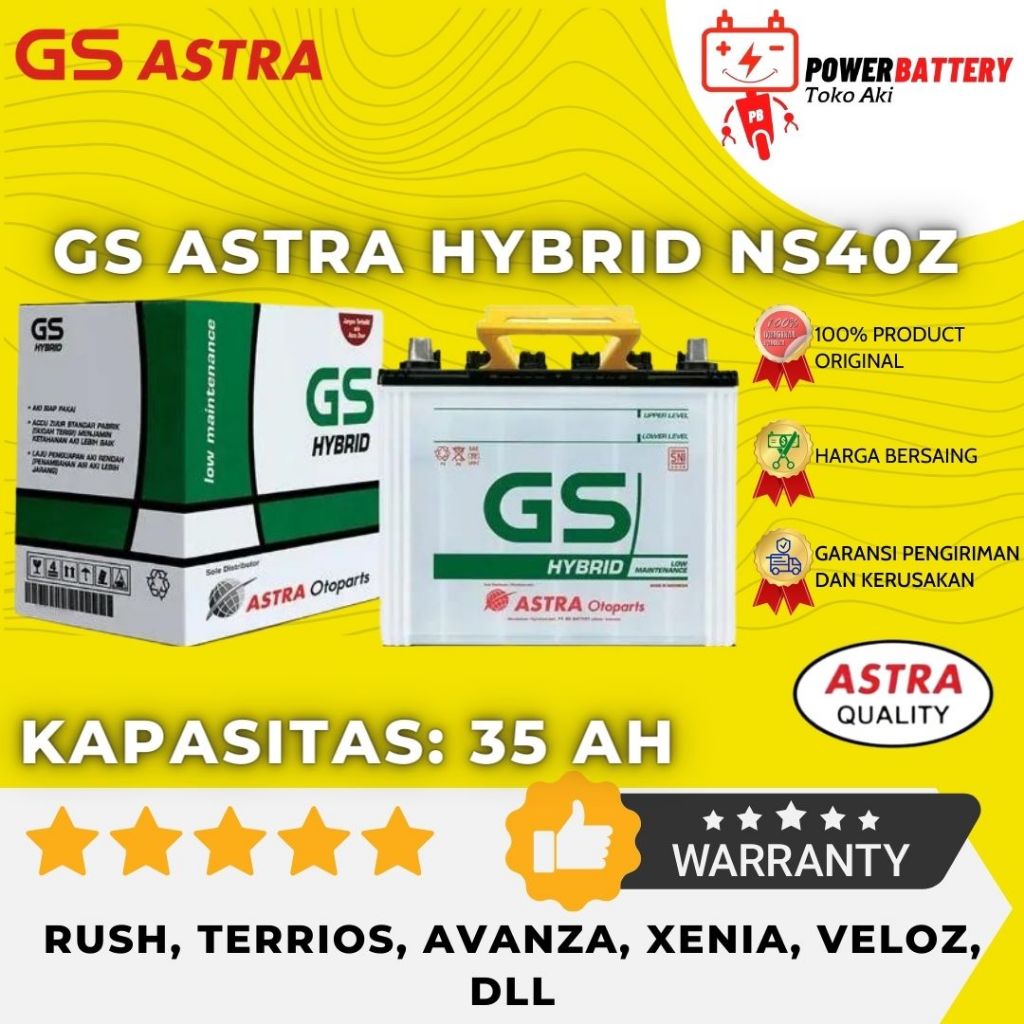 Aki Mobil Rush Terios Avanza Veloz Xenia Luxio GS Astra Hybrid Original NS40Z