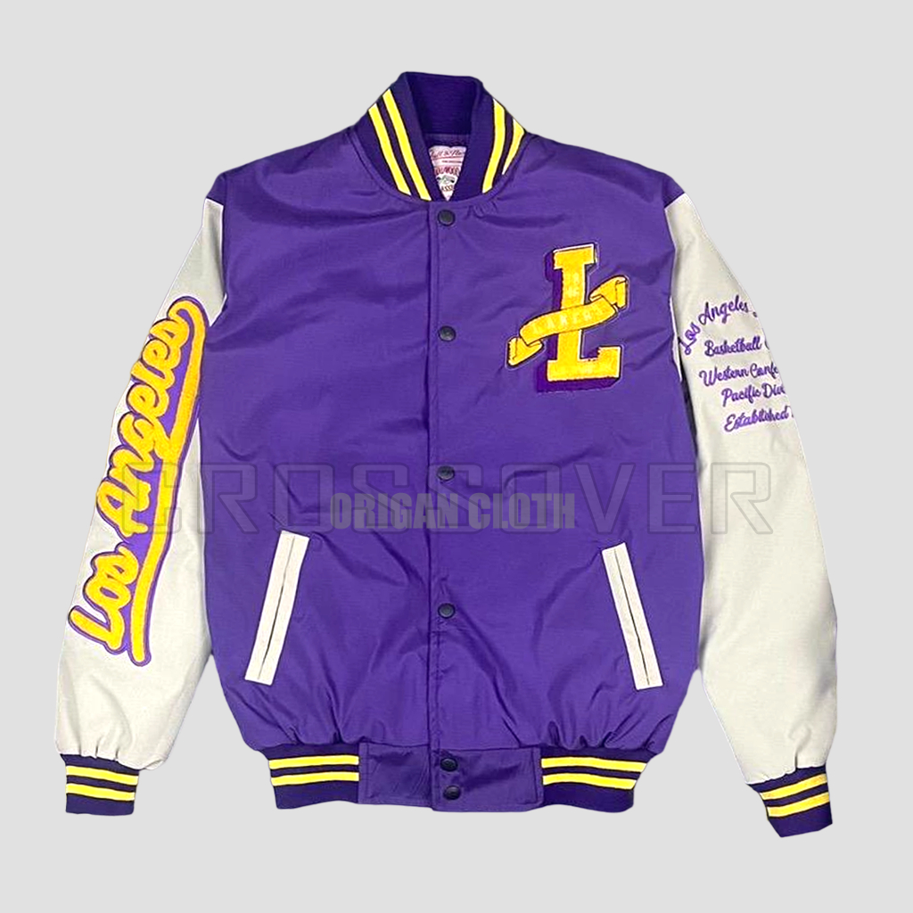 Varsity Jaket Baseball Los Angeles Lakers Pria Wanita Original