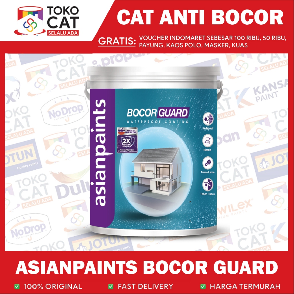 Cat Anti Bocor | Waterproof Anti Bocor Asian Paint Bocor Guard Warna Putih 5 Kg | Kemasan Galon