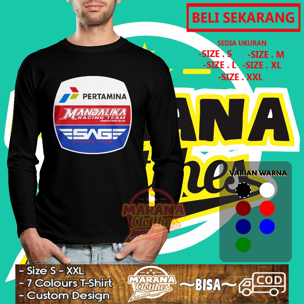 Kaos Racing Pertamina Mandalika SAG Lengan Panjang Baju Otomotif